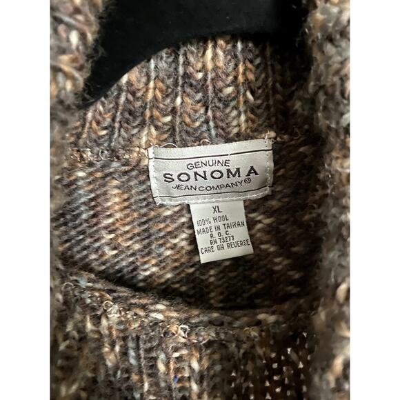 Sonoma Wool Chocolate Brown Chunky Knit Oversized Sweater XL Heritage Rustic - Picture 4 of 5